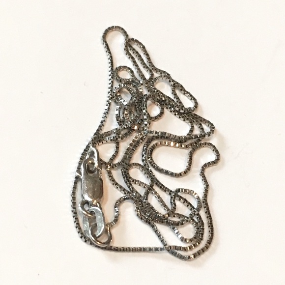 Solid 14K White Gold Box Link 18” Neck Chain Necklace Lobster Claw Clasp - Picture 8 of 12